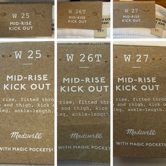 NWT Madewell Mid-Rise Kick Out Ankle Jeans in White, Sizes 25, 26T, & 27 - Picture 11 of 13